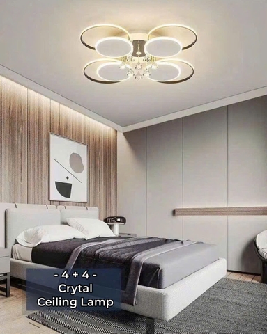 ĐÈN ỐP TRẦN HÌNH TRÒN 4 + 4 CÁNH - PHA LÊ GIỮA / CS: 90 W / 3 MÀU ÁNH SÁNG - MODEL : 1462 - 60CM / 90W