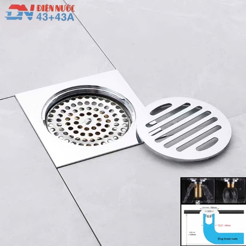 GA THOÁT SÀN ĐỒNG MẠ BÓNG NGĂN MÙI CAO CẤP - KT 10 * 10 cm - MODEL : TM - 133 - 10