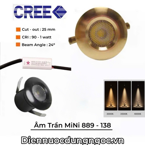ĐÈN ÂM TRẦN MINI - LỖ KHOÉT 25 MM - MẶT ĐÈN 35 MM - CÔNG SUẤT 1W - ÁNH SÁNG 3000K / 4000K -  MODEL : WS 889 - 138