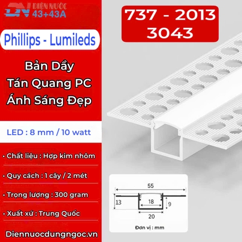 THANH NHÔM LẮP ÂM - BẢN DẦY TÁN QUANG PC VÀ ÁNH SÁNG ĐẸP - MODEL : 737 -2013 / 3043