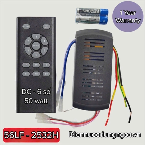 BỘ ĐIỀU KHIỂN QUẠT TRẦN CÓ ĐÈN - DC 6 SỐ - 50 watt - MODEL : 56LF - 2532H