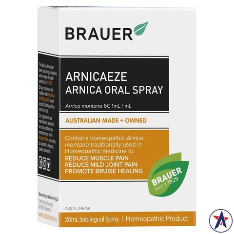 Thuốc xịt miệng giảm đau cơ Brauer ArnicaEze Arnica Oral Spray 20ml