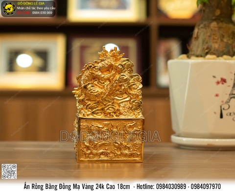 Ấn Rồng mạ vàng 24k cao 18cm