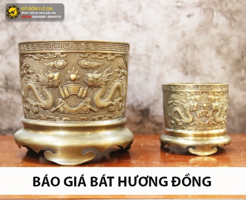 Báo giá Bát hương bằng đồng chạm song long chầu nguyệt