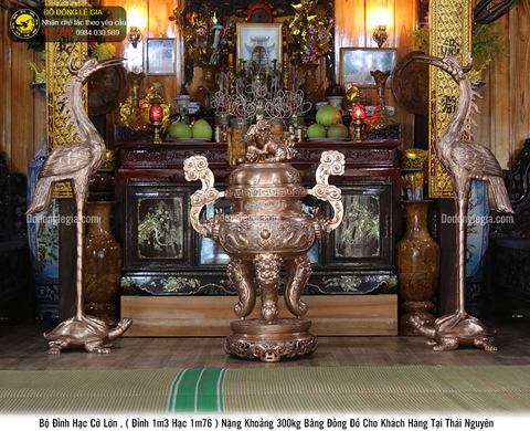 Bàn giao lắp đặt đỉnh rồng và hạc lớn cho khách Thái Nguyên