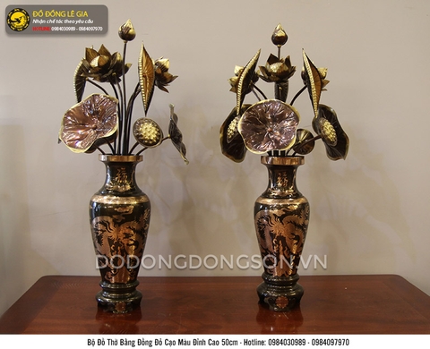 Hoa sen thờ bằng đồng hai công nghệ