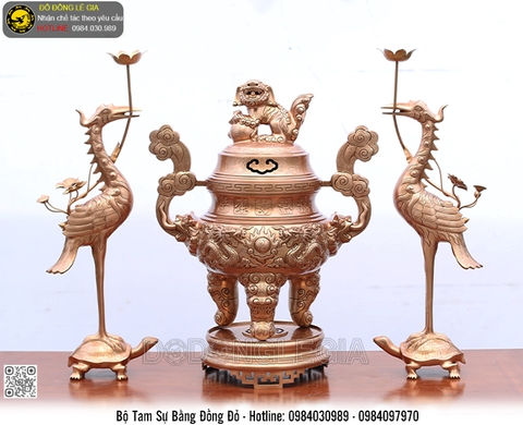 Bộ Tam Sự bằng đồng đỏ (Kích thước theo yêu cầu)