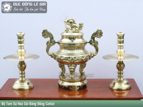 Bộ Tam Sự Hoa Sòi bằng đồng cattut