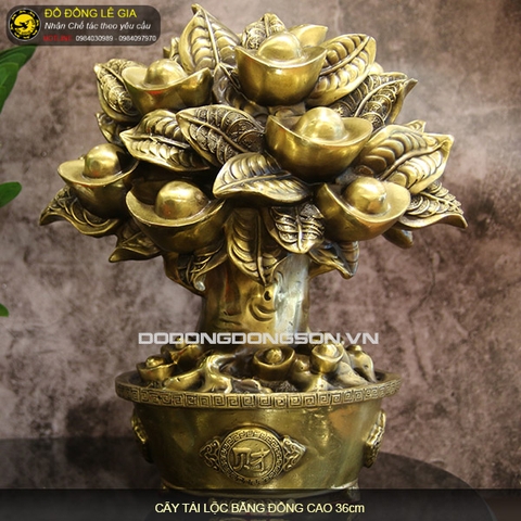 Cây tài lộc cỡ lớn bằng đồng cao 36cm
