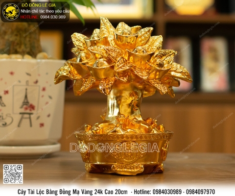 Cây Tài Lộc mạ vàng 24k cao 20cm