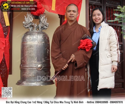 Đúc Đại Hồng Chung cao 1m2 nặng 136kg tại Chùa