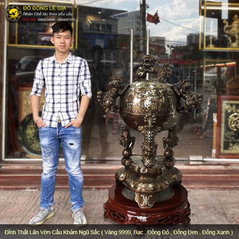 Đỉnh cầu thất lân vờn cầu khảm ngũ sắc