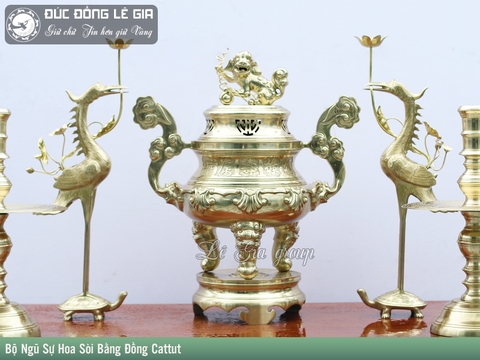 Bộ Ngũ Sự Hoa Sòi bằng đồng cattut