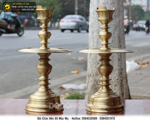 Chân nến chữ Phúc bằng đồng vàng cao 50cm