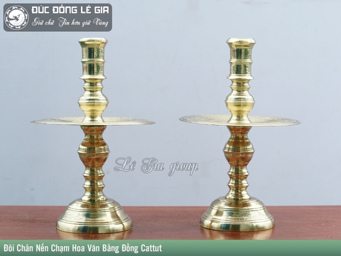 Đôi Chân Nến Trơn bằng đồng cattut