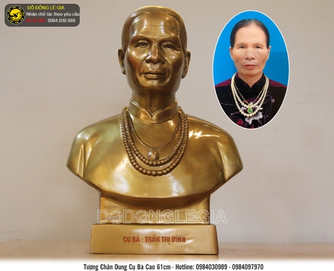 Tượng chân dung cụ Bà bằng đồng đỏ cao 61 cm