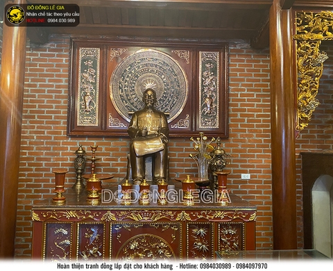 Chế tác và lắp đặt tranh đồng treo đền thờ tại Mê Linh