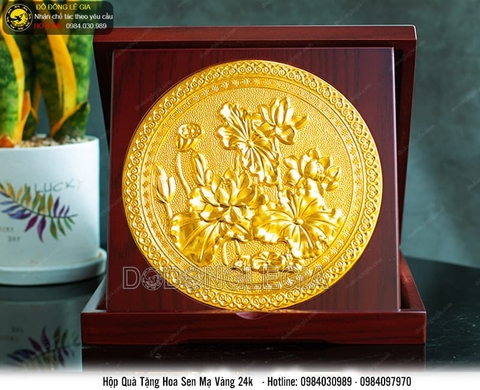 Hộp Quà Mặt Đĩa Hoa Sen mạ vàng 24k