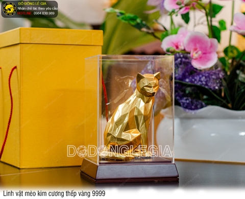 Linh vật mèo kim cương 2023 thếp vàng 9999