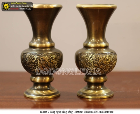 Lọ hoa bằng đồng hai công nghệ- Mẫu 1