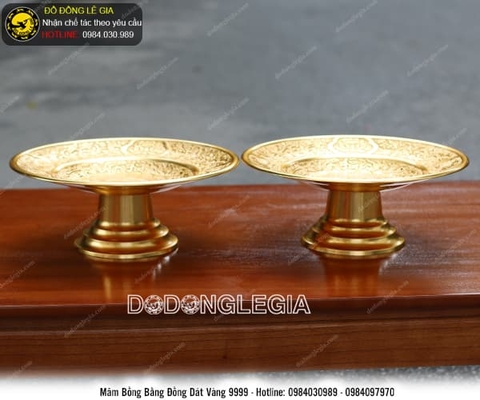 Mâm bồng bằng đồng dát vàng 9999
