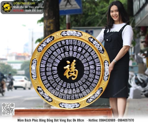 Mâm Bách Phúc dát vàng bạc đường kính 1m