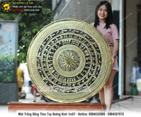 Mặt trống đồng gò tay đường kính 107cm