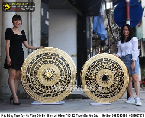 Chế tác 2 mặt trống gò mạ vàng 24k Văn phòng UBND tỉnh Quảng Ngãi