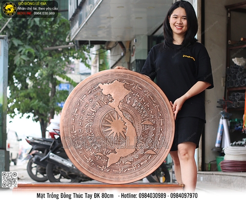 Mặt Trống Đồng thúc tay bản đồ 80cm