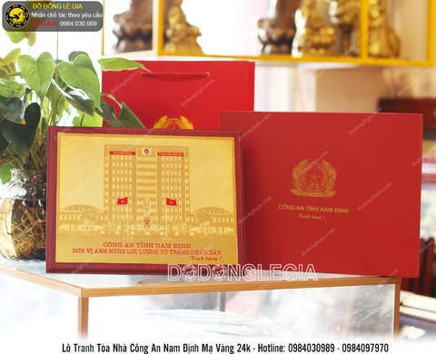 Lô tranh đồng Toà nhà công an tỉnh Nam Định mạ vàng 24k