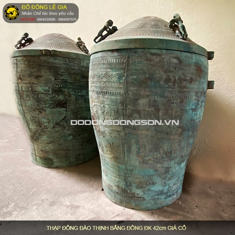Tôn tạo Thạp đồng Đào Thịnh hun giả cổ 61cm