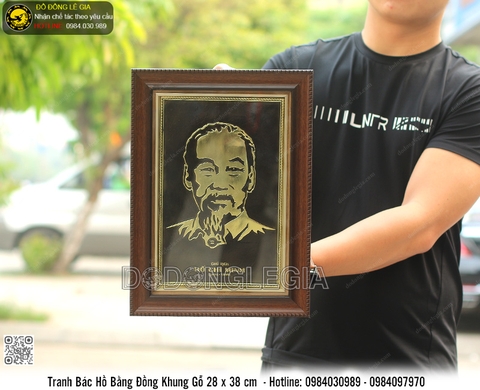 Tranh Bác Hồ Bằng Đồng 28 x 38cm