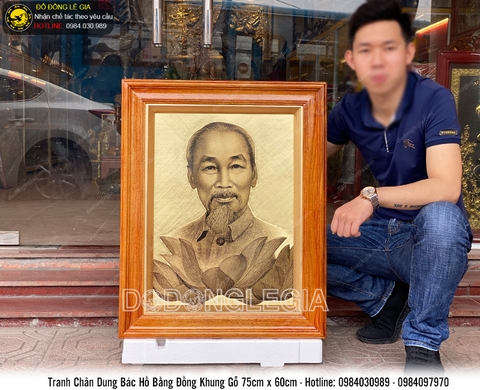 Tranh đồng vẽ xước Bác Hồ 75cmx60cm
