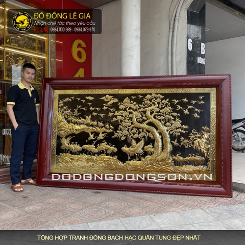 Tổng hợp Tranh Bách hạc quần tùng mạ vàng 24k cao cấp đẹp nhất