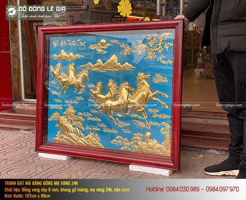 Tranh mã đáo thành công bằng đồng mạ vàng 24k