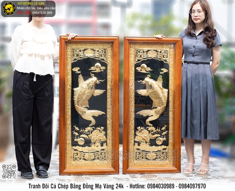 Tranh Cá Chép Bằng Đồng Mạ Vàng 24k Chế Tác Theo Yêu Cầu