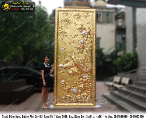 Tranh Ngọc Đường Phú Quý dát tam khí 3m21 x 1m36