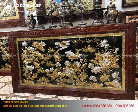 Tranh cửu ngư quần hội mạ vàng dát bạc