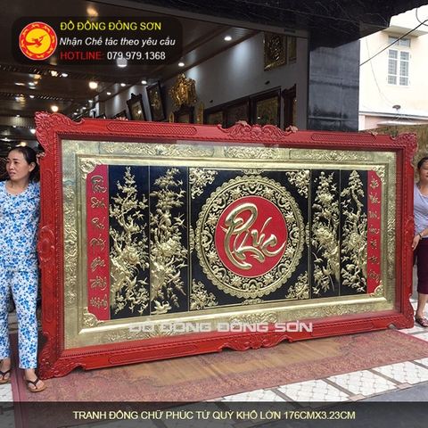 Tranh Tứ Quý Chữ Phúc Bằng Đồng Khổ lớn