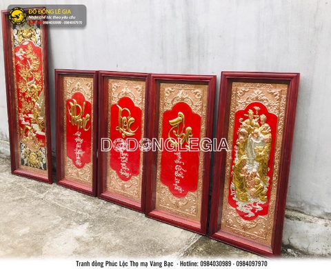 Bộ tranh Phúc Lộc Thọ mạ vàng bạc