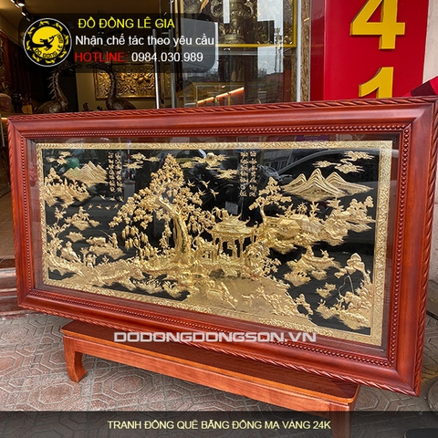 Tranh đồng quê bằng đồng mạ vàng 24k