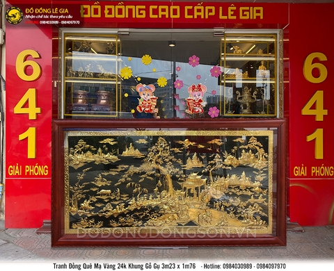 Tranh Phong cảnh đồng quê mạ vàng 24k khổ lớn