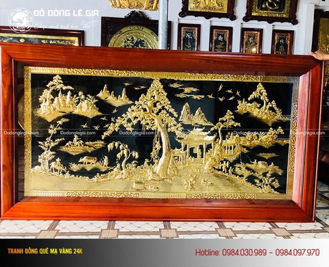 Tranh đồng quê hương mạ vàng 24k