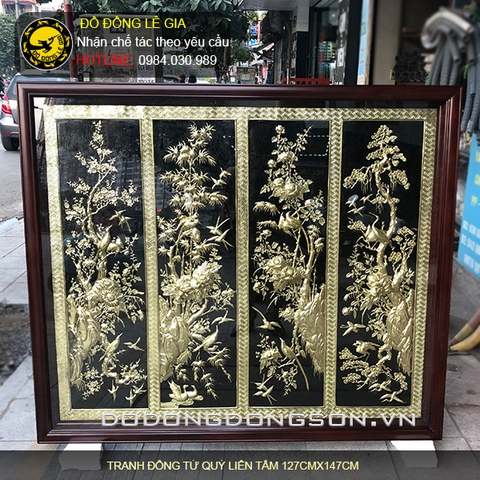 Tranh đồng tứ quý liền tấm 127cmx147cm