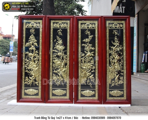 Bộ tranh tứ quy bằng đồng cao cấp khổ 1m27