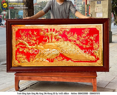 Tranh Uyên Ương mạ vàng 24k