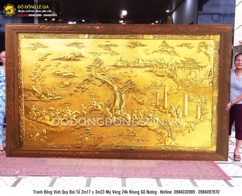 Tranh vinh quy bái tổ phủ vàng 24k