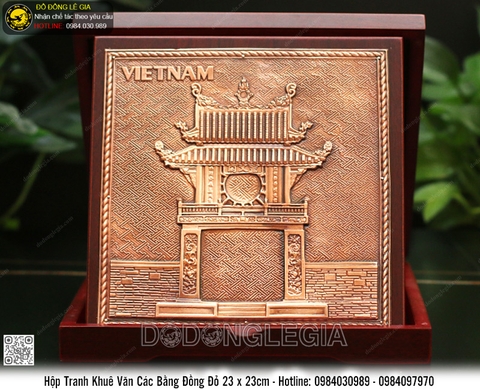 Hộp Tranh Khuê Văn Các Bằng Đồng Đỏ 23 x 23cm