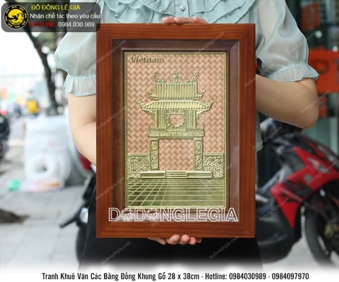 Tranh Khuê Văn Các bằng đồng 28x38cm