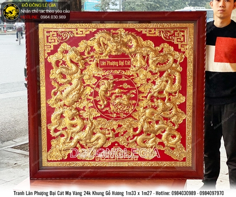 Tranh đồng Lân Phượng Đại Cát mạ vàng 24k chế tác theo yêu cầu